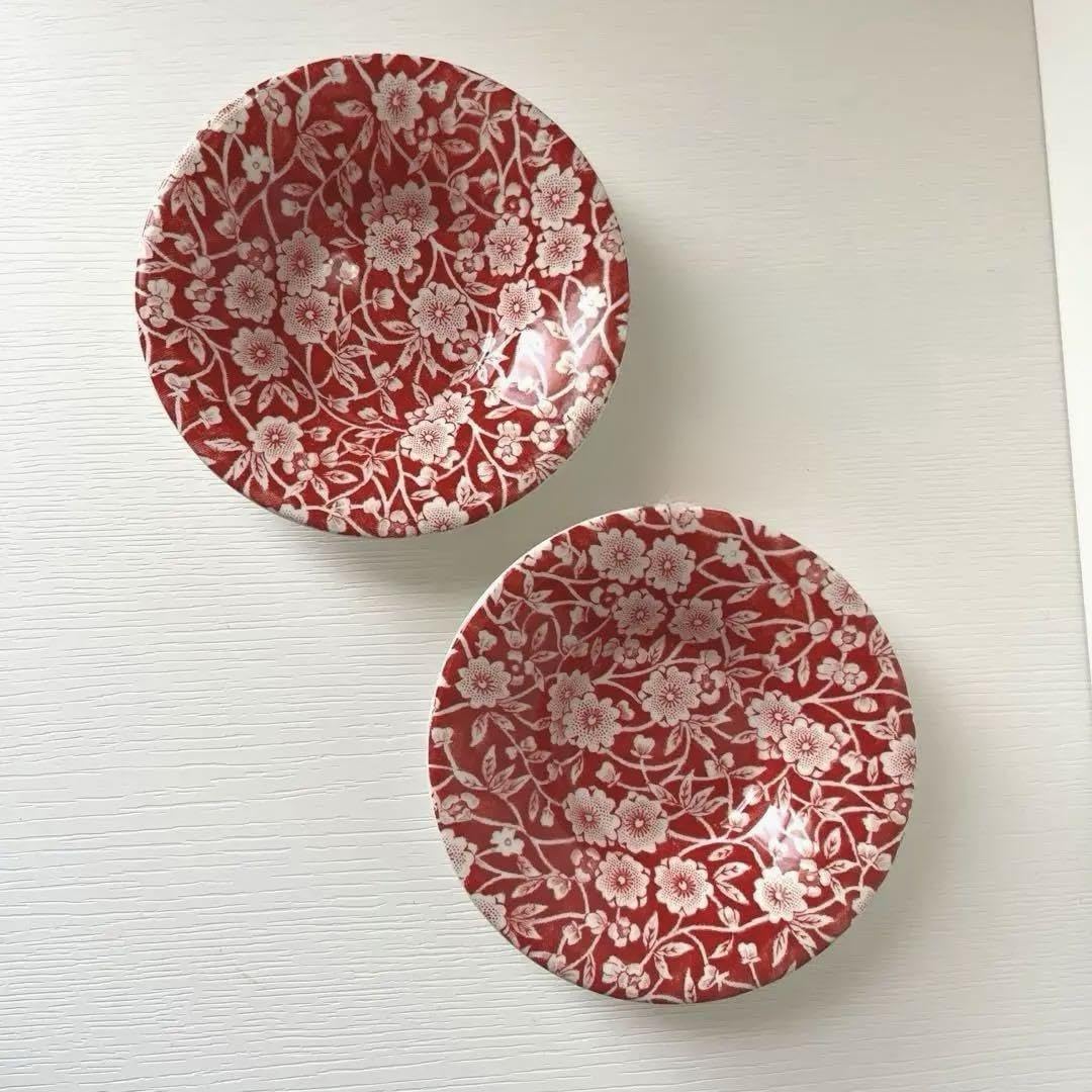 バーレイ プレート　キャリコ　レッドキャリコ　ソーサー　burleigh 英国製 イギリス食器 Burleigh レッドキャリコキャット プレートS